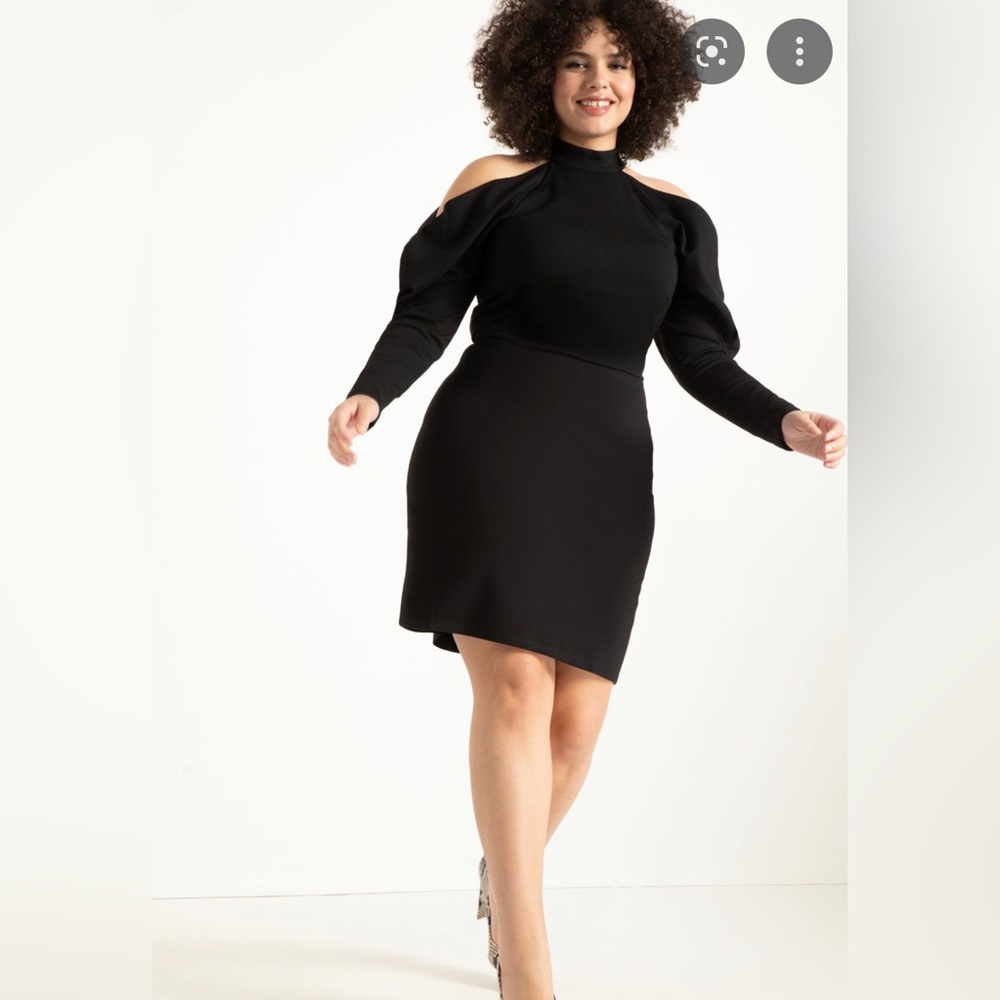 Eloquii cut-out shoulder black dress